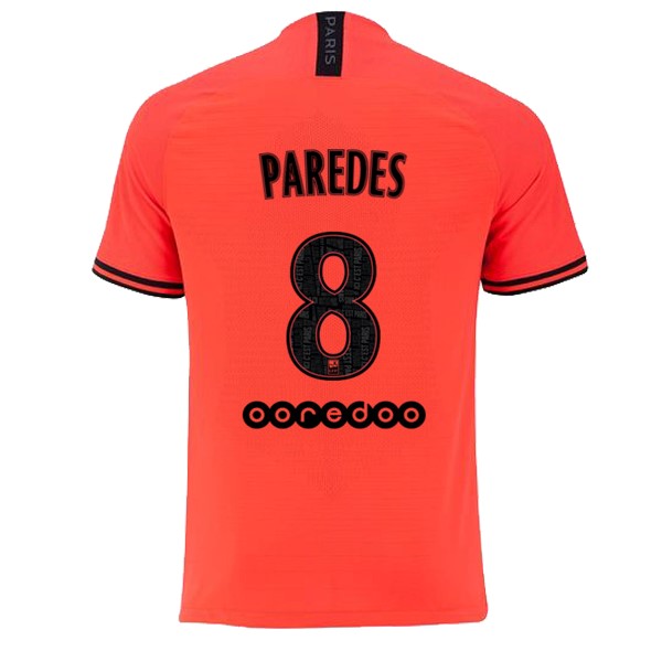 JORDAN Camiseta Paris Saint Germain NO.8 Paredes Replica Segunda Ropa 2019/20 Naranja